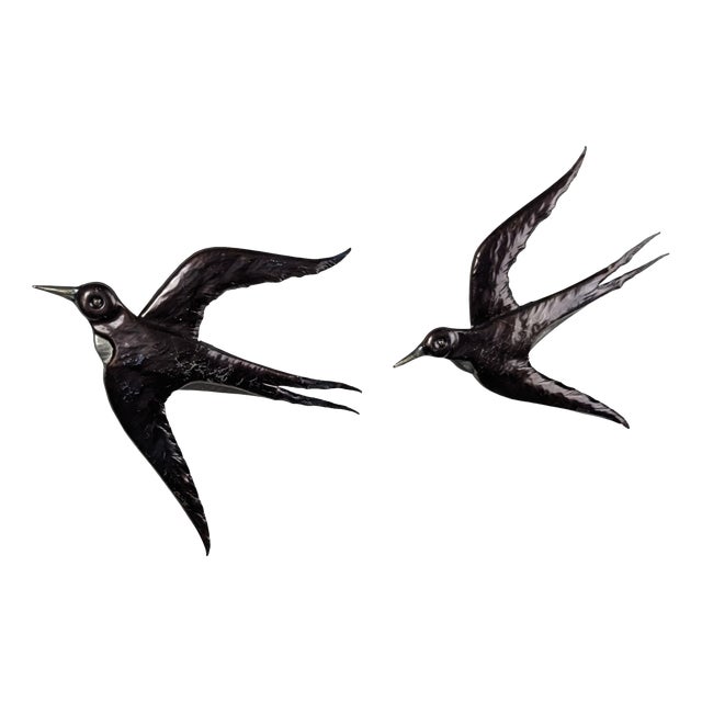 Metal Swallow Wall Sculptures, 1970s, Set of 2 For Sale