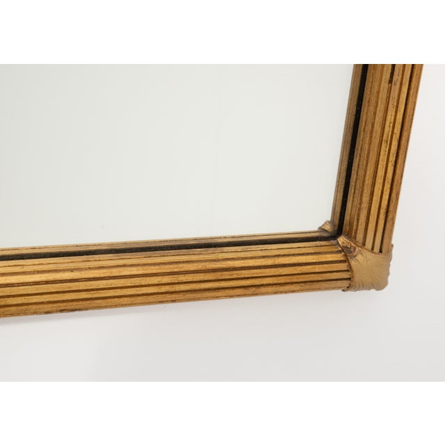 Reeded Gilt Acanthus Leaf Neoclassical Italian Carved Plaster Wood Mirror 1950s One of Two Matching Non Identical For Sale - Image 11 of 14