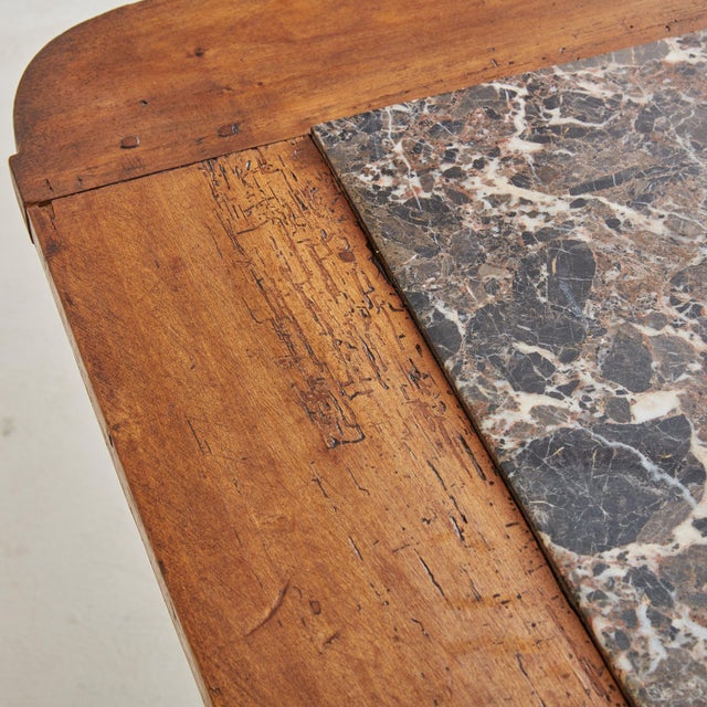 Antique French Entryway Table with Inlaid Marble Top | Chairish