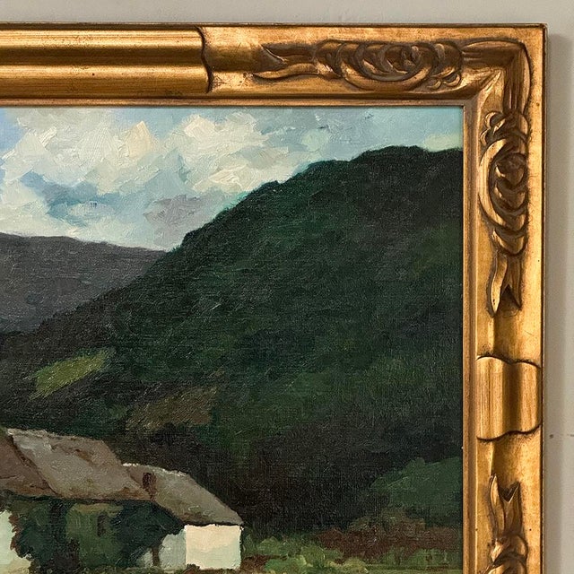 Framed Oil Painting on Canvas by Pierre Colson (1930-?) 'Farmhouse in the Ardennes' For Sale - Image 9 of 16