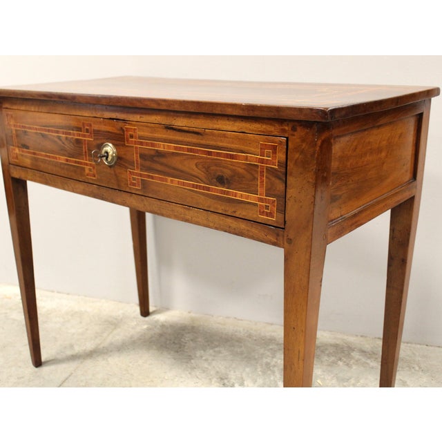 Wood Antique Italian Louis XVI Console Table in Walnut, 1700s For Sale - Image 7 of 12