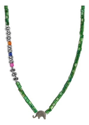 Sterling Silver Elephant Green Choker Necklace