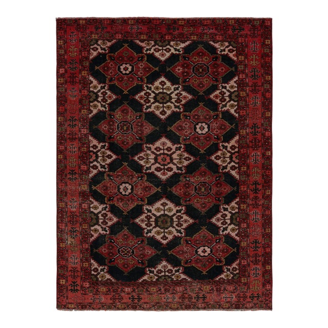 Vintage Persian Shiraz Rug in Red and Black Floral Patterns by Rug & Kilim For Sale