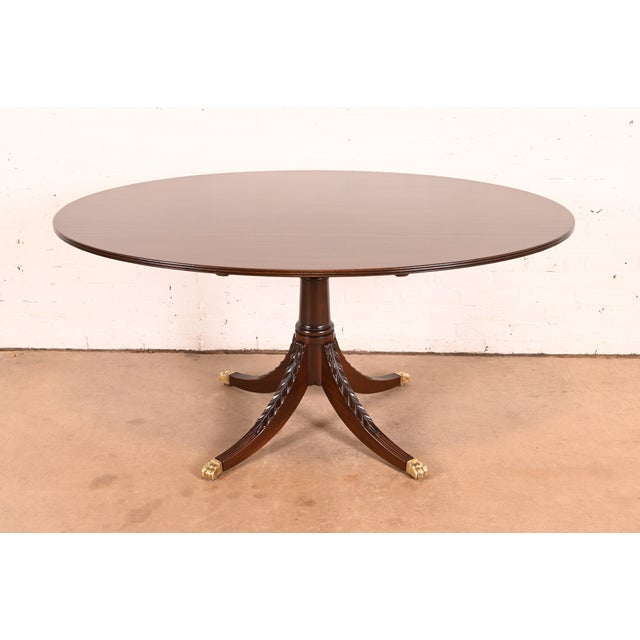Baker Furniture Style Antique Georgian Mahogany Pedestal Breakfast Table or Game Table, Newly Refinished For Sale - Image 10 of 10