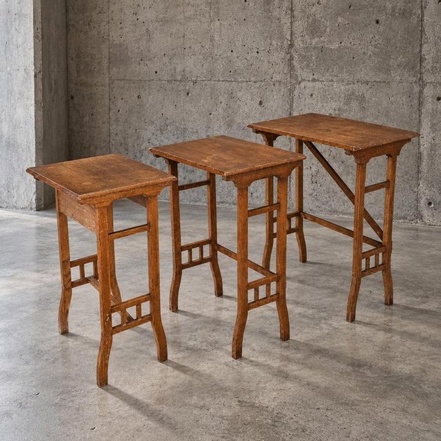 Arts and Crafts Nesting Table Set, 1950s, Set of 3 For Sale - Image 12 of 12