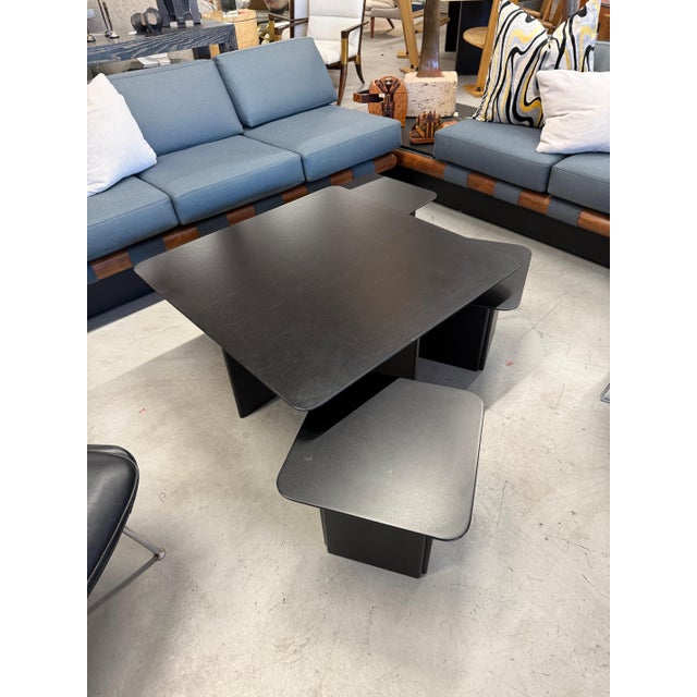 Black Late 20th Century Italian Nesting Coffee Cocktail Table Set Black Lacquer For Sale - Image 8 of 18