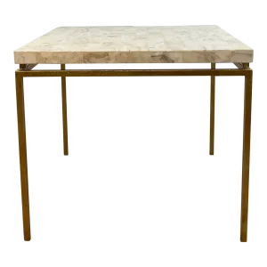Made Goods Moder Beige Crystal Stone Finished Benjamin Game Table
