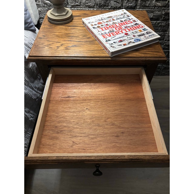 Handcrafted Oak Raised Panel Nightstand For Sale - Image 4 of 7