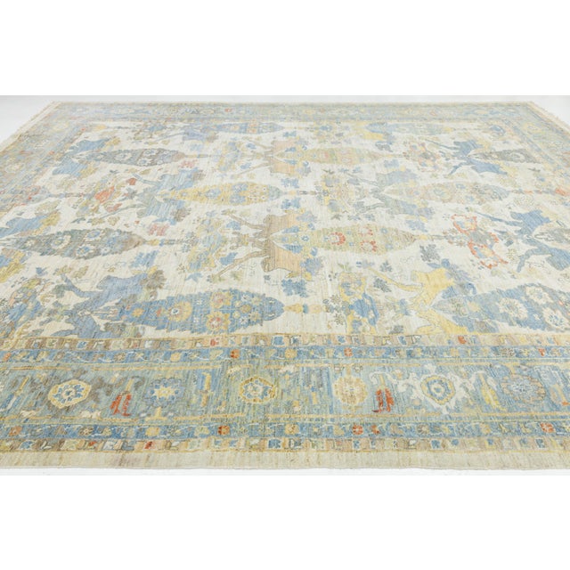 Transitional Aesthetic Modern Sultanabad Rug – Hand-Knotted Wool – Muted Ivory For Sale - Image 11 of 12