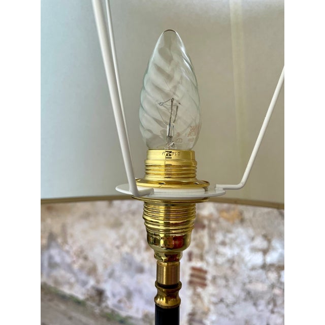 Metal Vintage Floor Lamp with Gilded Brass Decor on Tripod Legs, 1960s For Sale - Image 7 of 18