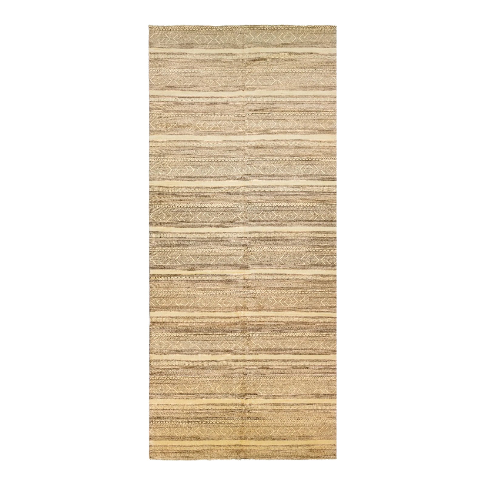 Oversize Modern Gabbeh Beige Wool Rug With Geometric Pattern | Chairish