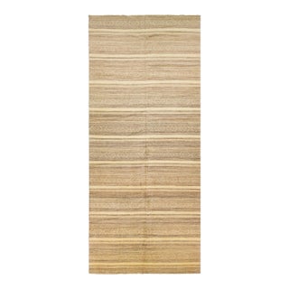 Oversize Modern Gabbeh Beige Wool Rug With Geometric Pattern For Sale