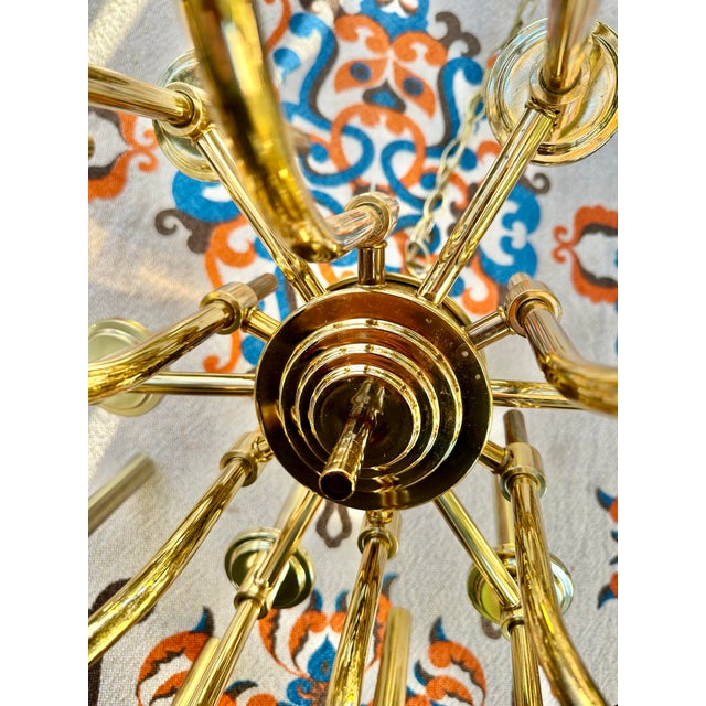 Brass Vintage 18-Light Brass Chandelier in Style of Tommi Parzinger For Sale - Image 8 of 11