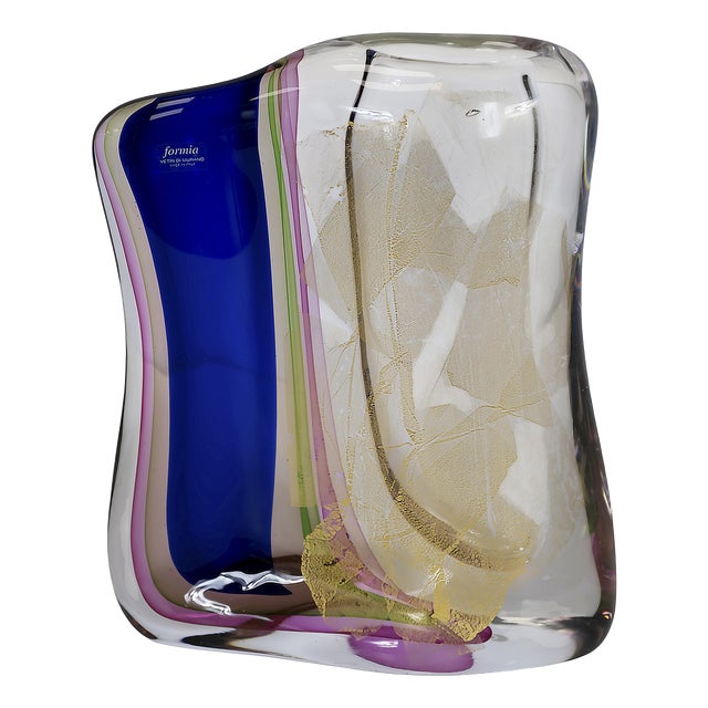 Vintage Italian Handmade Sommerso Murano Glass Vase by Giuliano Mian For Sale