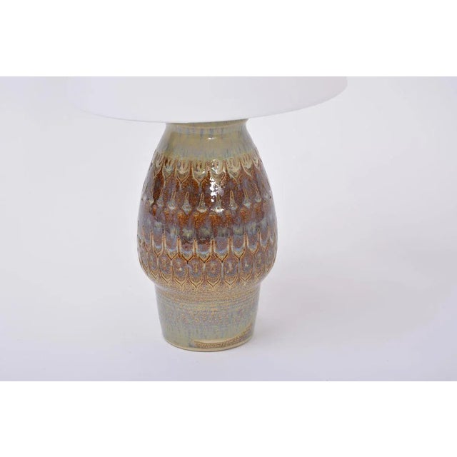 Mid-Century Modern Brown Handmade Danish Stoneware Table Lamp from Søholm, 1970s For Sale - Image 3 of 8