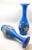 Vintage blue vases with cream floral detail