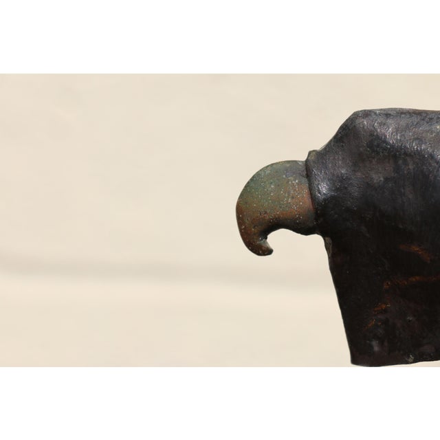 Wood Vintage Sarreid Ltd. Hooded Falcon on Fist Sculpture | Hand-Carved Wood & Brass | Made in Spain, Circa 1970s For Sale - Image 7 of 16