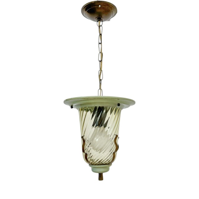 Turned Glass Lantern Pendant, 1950s For Sale