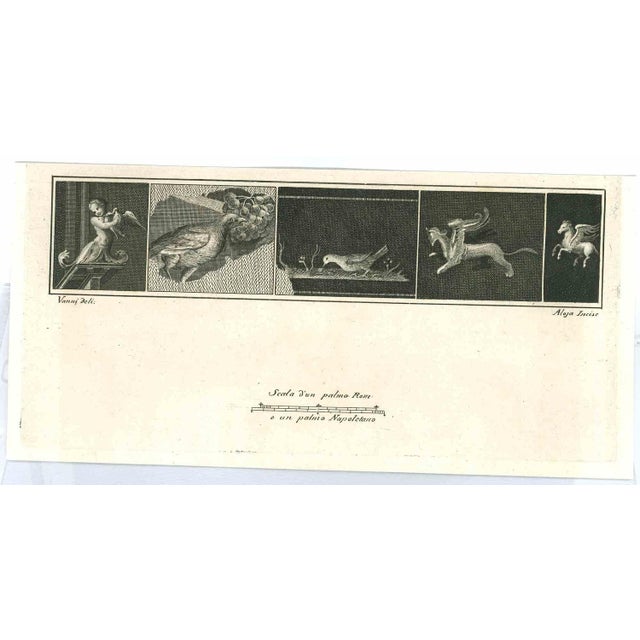 Ancient roman statues, from the series "antiquities of herculaneum", is an original etching on paper realized from a...