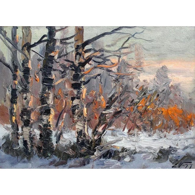 Winter morning 1977. Oil on cardboard, 23.5x31.5 cm edgars vinters (1919-2014) edgars vinters is working in oil,...