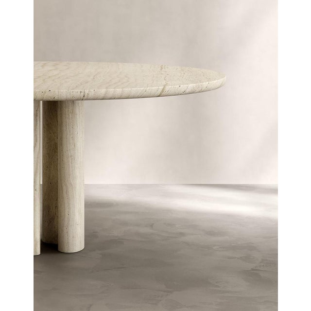 Roman Dining Table III in Bianco Alabastrino Travertine by Paloma Editions For Sale - Image 4 of 7