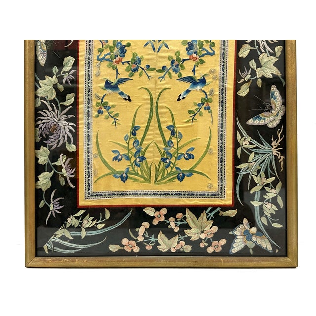 Textile Late Qing Dynasty Antique Chinese Silk Hand-Embroidered Panel For Sale - Image 7 of 8