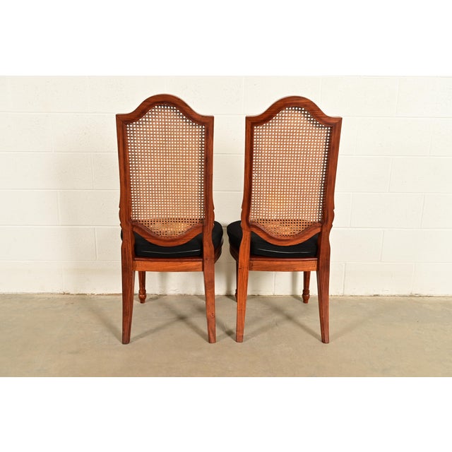 Karges Style French Regency Louis XVI Carved Solid Teak and Cane Back Dining Chairs, Set of Six For Sale - Image 13 of 14