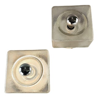 Italian Cubic Wall Lamps, 1970s, Set of 2 For Sale