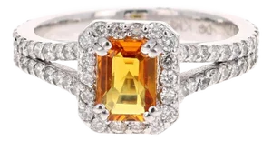 1.96 Carat Diamond Sapphire White Gold Engagement Ring, Size 7