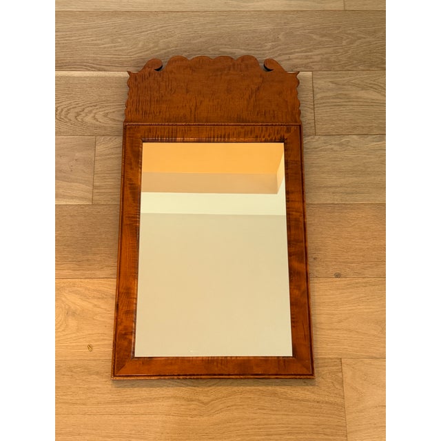 Mid 20th Century Tiger Maple Queen Anne Style Mirror For Sale - Image 5 of 7