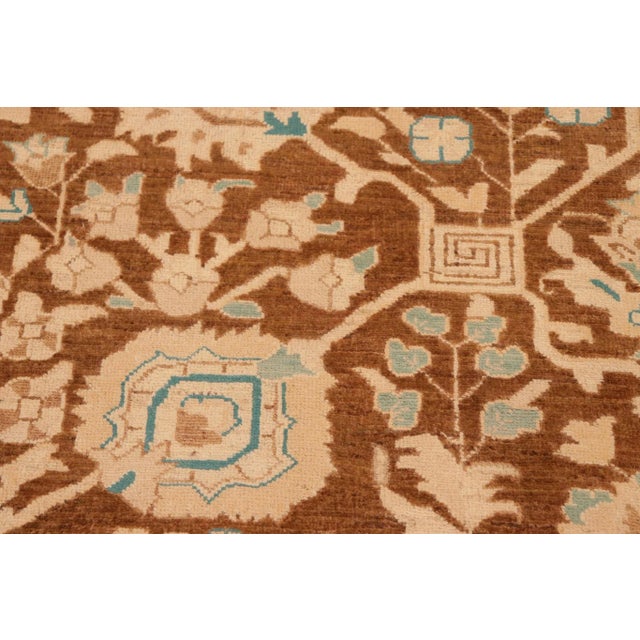 Classic Ziegler Brown Beige Hand-Knotted Wool Rug - 8'0'' X 9'10'' For Sale In New York - Image 6 of 8
