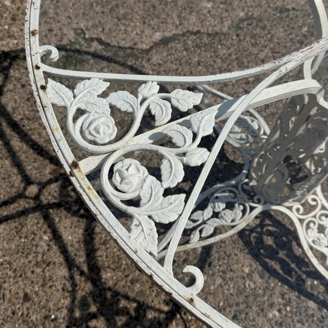 Russell Woodard Vintage Russell Woodard Orleans Wrought Iron Pedestal Base Patio Dining Table For Sale - Image 4 of 16