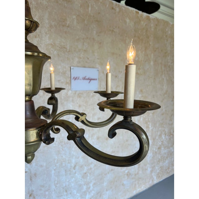 Metal French Bronze Six Armed Chandelier For Sale - Image 7 of 12