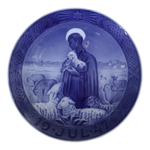 1947 Royal Copeland Blue & White Christmas Plate