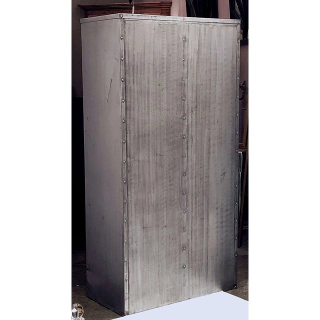 Large Industrial Burnished Steel Cabinet of Drawers For Sale - Image 9 of 13