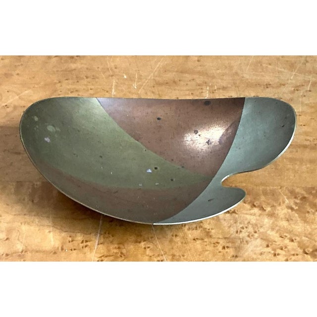 Copper Vintage Abstract Metal Palette Bowl For Sale - Image 8 of 12