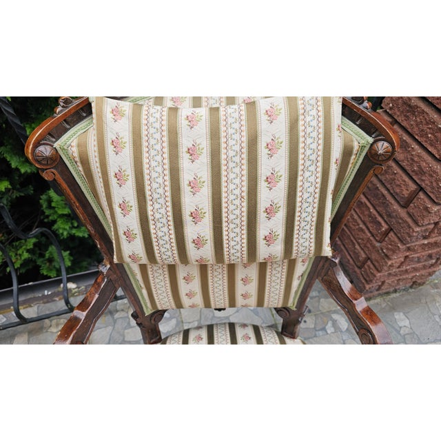 19th Century Carved Wooden Armchair with Casters For Sale - Image 10 of 16