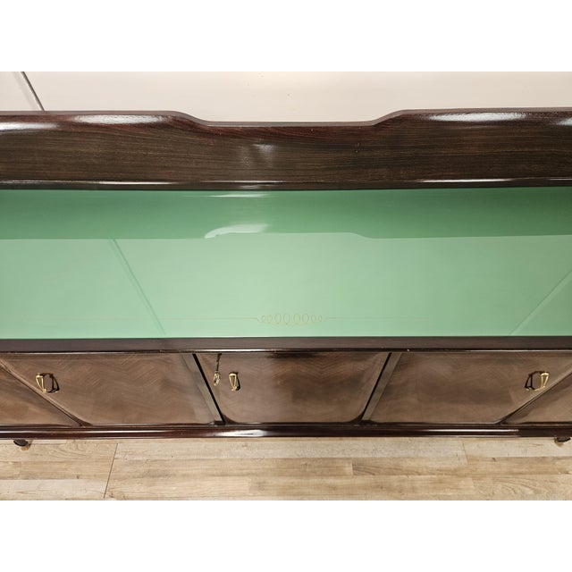 Brown Mahogany Sideboard with Glass Top, 1960 For Sale - Image 8 of 18