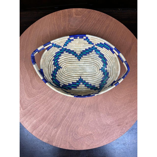 Ornamental & Decorative Materials Handwoven Zulu Tribe Basket – Symmetrical Green & Purple Pattern For Sale - Image 7 of 9