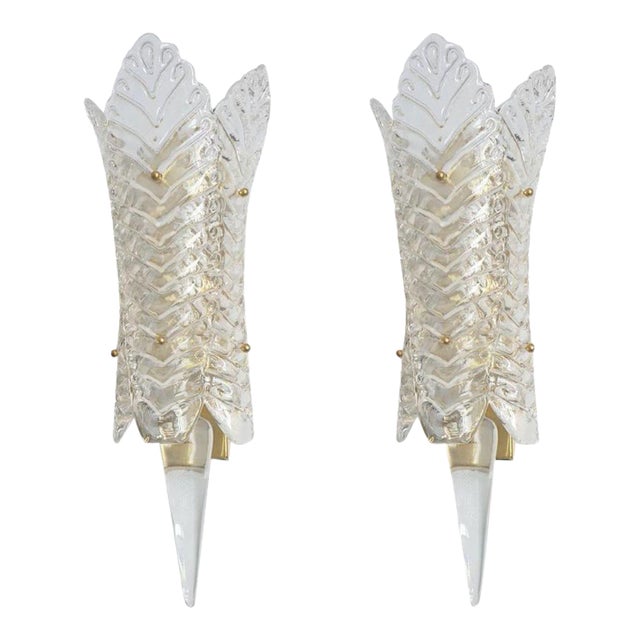 Neoclassical Murano Glass Italian Sconces 1970s For Sale