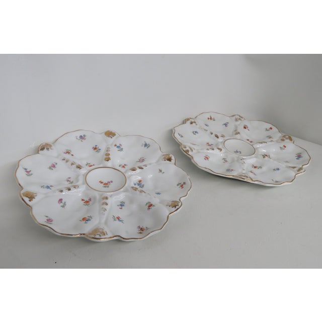 Porcelain Snack Dish Divided Oyster Serving Plate a Pair 4579b For Sale - Image 10 of 14