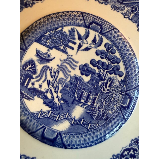 English A Pair of Antique Ironstone Warranted Staffordshire Adams & Co. Blue Willow Pattern Plates. For Sale - Image 3 of 9