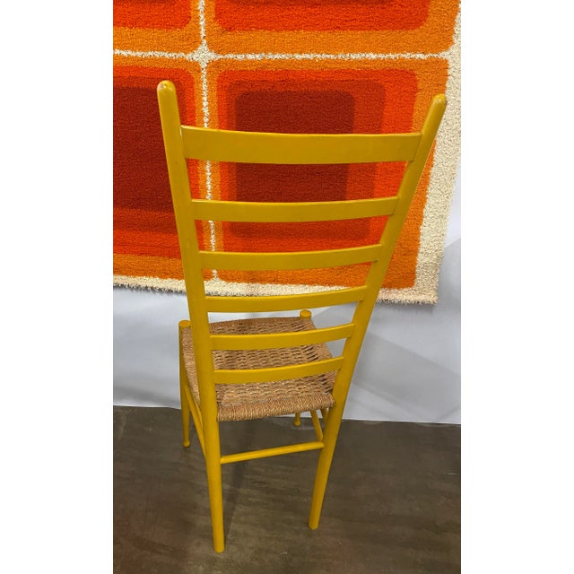1960s 1960s Gio Ponti Style Single Woven Seat Ladder Back Chair For Sale - Image 5 of 12