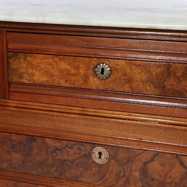 Antique Eastlake Walnut Five Drawer Marble Top Dresser C1890 For Sale - Image 4 of 10