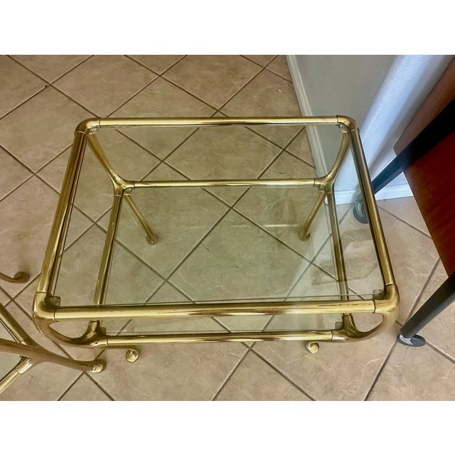 Italian Rectangular 2-Tier Brass End or Side Table For Sale - Image 10 of 15