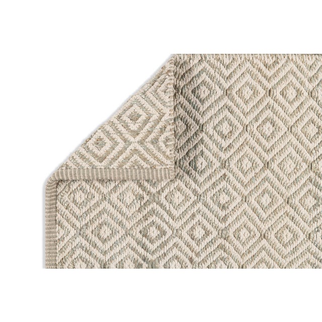 Part & Parcel Goods Textured Diamond Rug, 10'x14', Sky Blue and Eggshell For Sale - Image 4 of 4