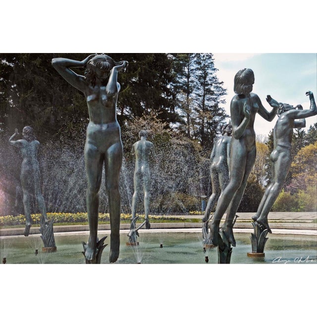 Gray Cranbrook Amye Charfoos Orpheus Fountain by Carl Milles Color Photograph Signed For Sale - Image 8 of 11