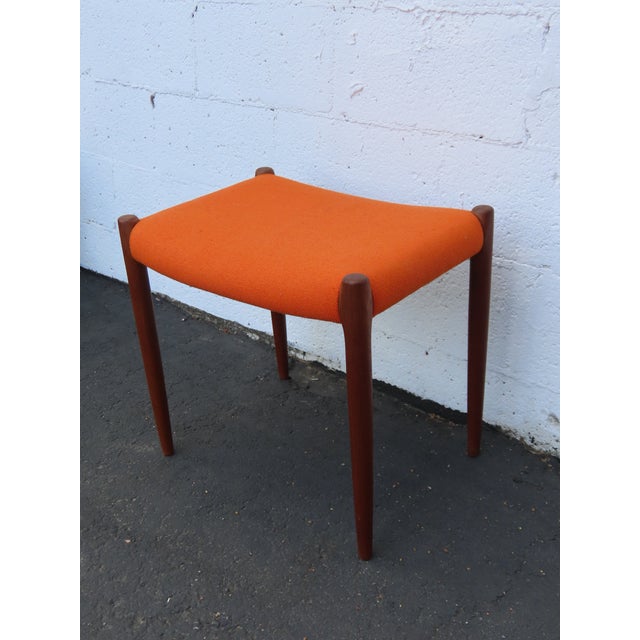 Mid-Century Modern Jl Moller Danish Mid Century Modern Teak Upholstered Stool 6595 For Sale - Image 3 of 12