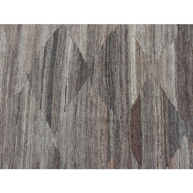 Textile Neutrals, Charcoal, Gray and Brown Afghan Modern Kilim Geometric Design 8'6"x11'3" For Sale - Image 7 of 11
