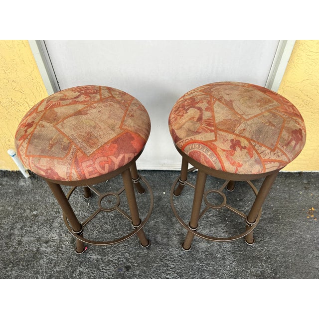 Traditional Pair of Vintage Swivel Stools -2 For Sale - Image 3 of 4